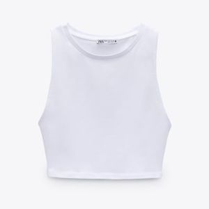 Zara White Knit Crop Halter Top